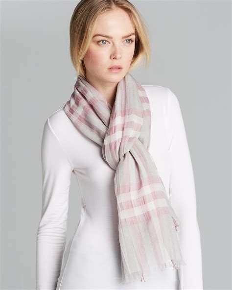 Shop Burberry Giant Check Gauze Scarf 